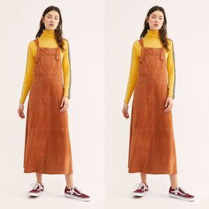 Free People Suede Midi Pinafore Dress Jumper